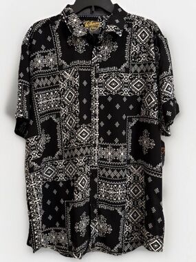 Johnny Bigg 2XL Bandana Print Shirt NWT Black White Short Sleeve
